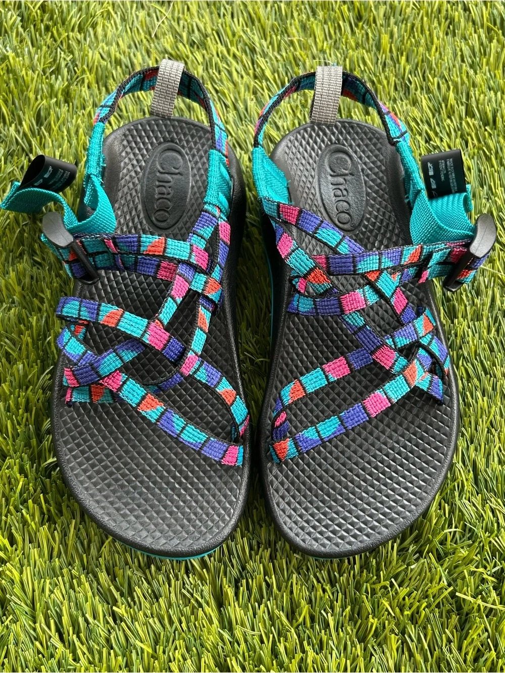 Chaco Kids' Colorblock Strap Sandals - Teal, Purple, Pink & Orange